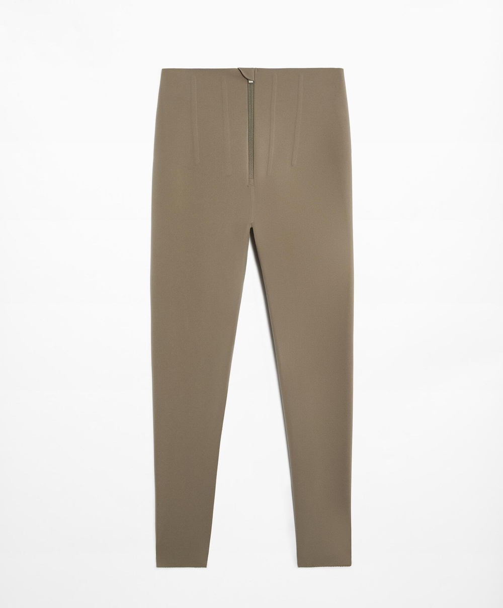 OYSHO Легинсы с высокой посадкой и застежкой-молнией длиной 65 см, коричнево-серый