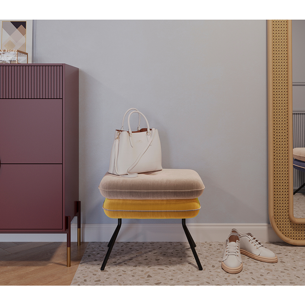 Пуф Bergenson Bjorn Pea, велюр, бежевый/желтый