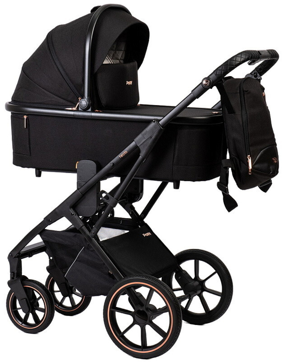 Детская коляска Peppy Tecla 3 в 1 с автокреслом Verona Black Rose Black Черный