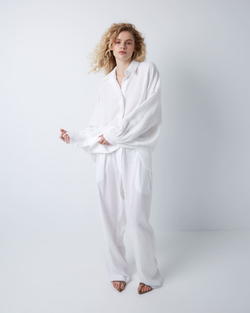 Рубашка свободного кроя изо льна и вискозы белый