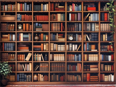 Библиотека - фон в фиксированном размере неопреновый составной (склейка) 300-220 см