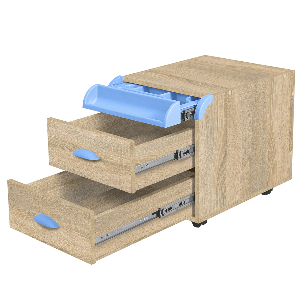 Тумба Дэми на колёсиках с 2 ящиками и органайзером для канцелярии (ТУВ.09)