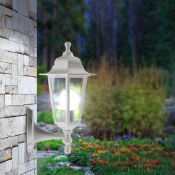 Садово-парковый светильник ЭРА НБУ 06-60-001 белый 6 гранный настенный IP44 Е27 max60Вт | Садово-парковые светильники