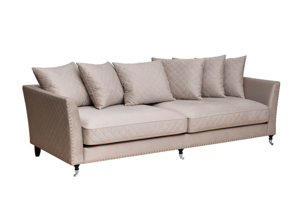 Диван треxместный Garda Decor Sorrento 250 светло-серый велюр