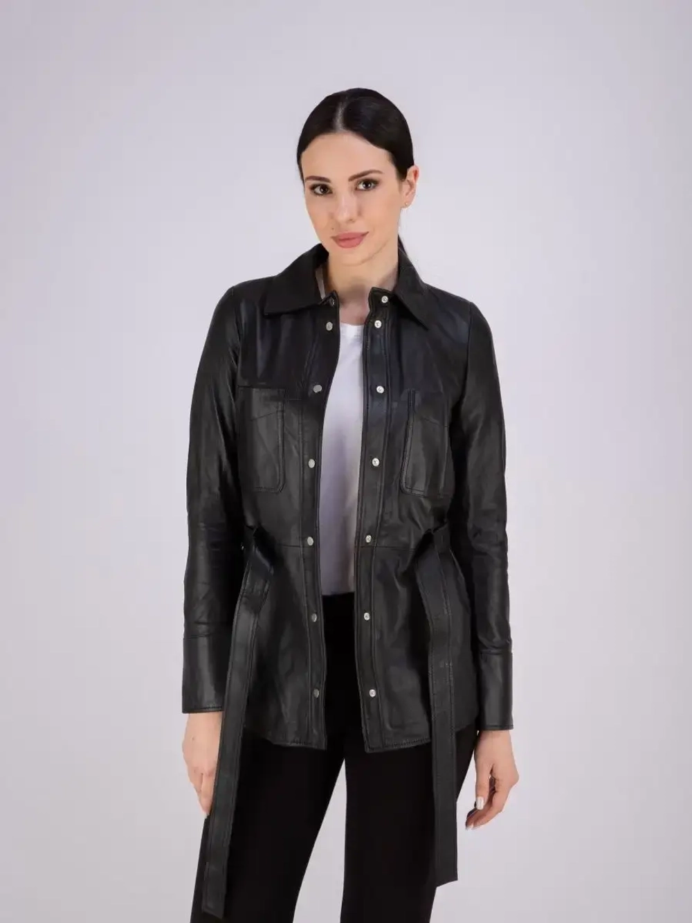 Кожаная куртка демисезонная рубашка