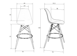 Стул барный DOBRIN DSW BAR, ножки светлый бук, цвет сливовый (R-13)