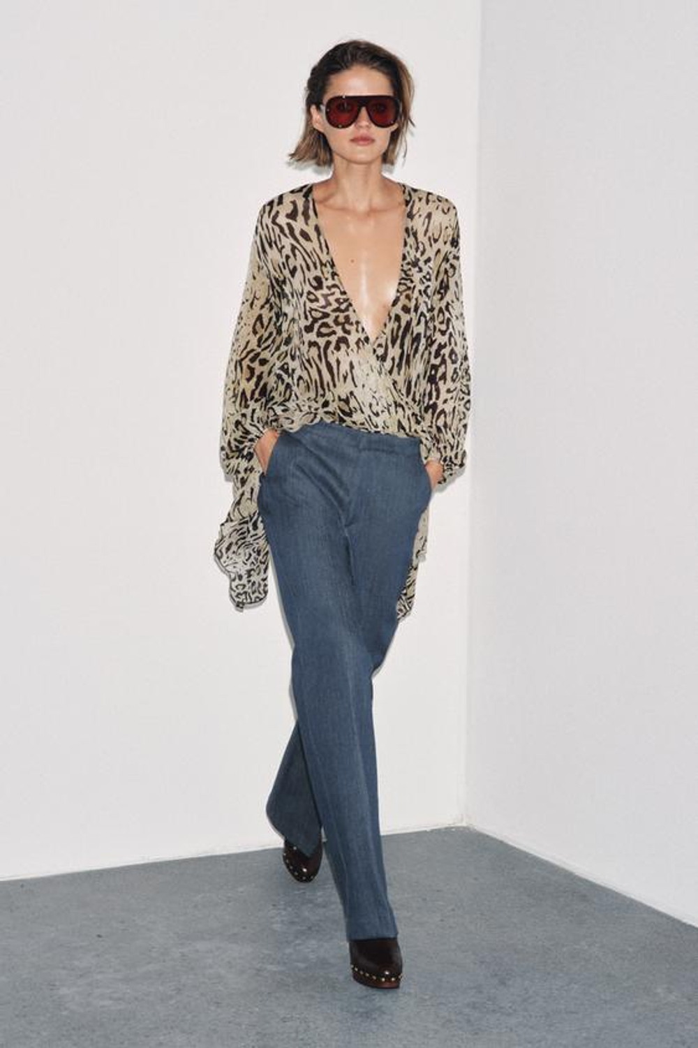 ZARA БРЮКИ В СТИЛЕ МИНИМАЛ — ZW COLLECTION, СИНИЙ