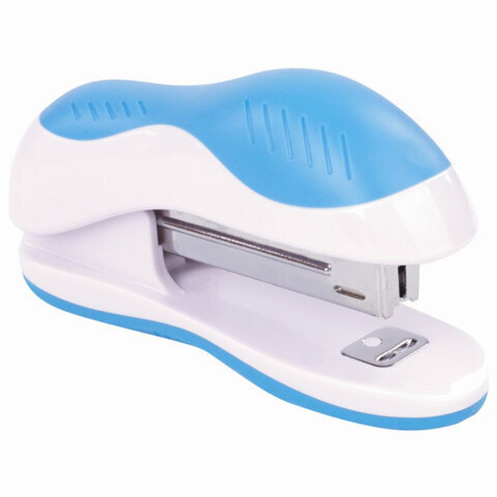 Степлер №10 BRAUBERG "JET", до 15 листов, эргономичный, бело-голубой, 228579