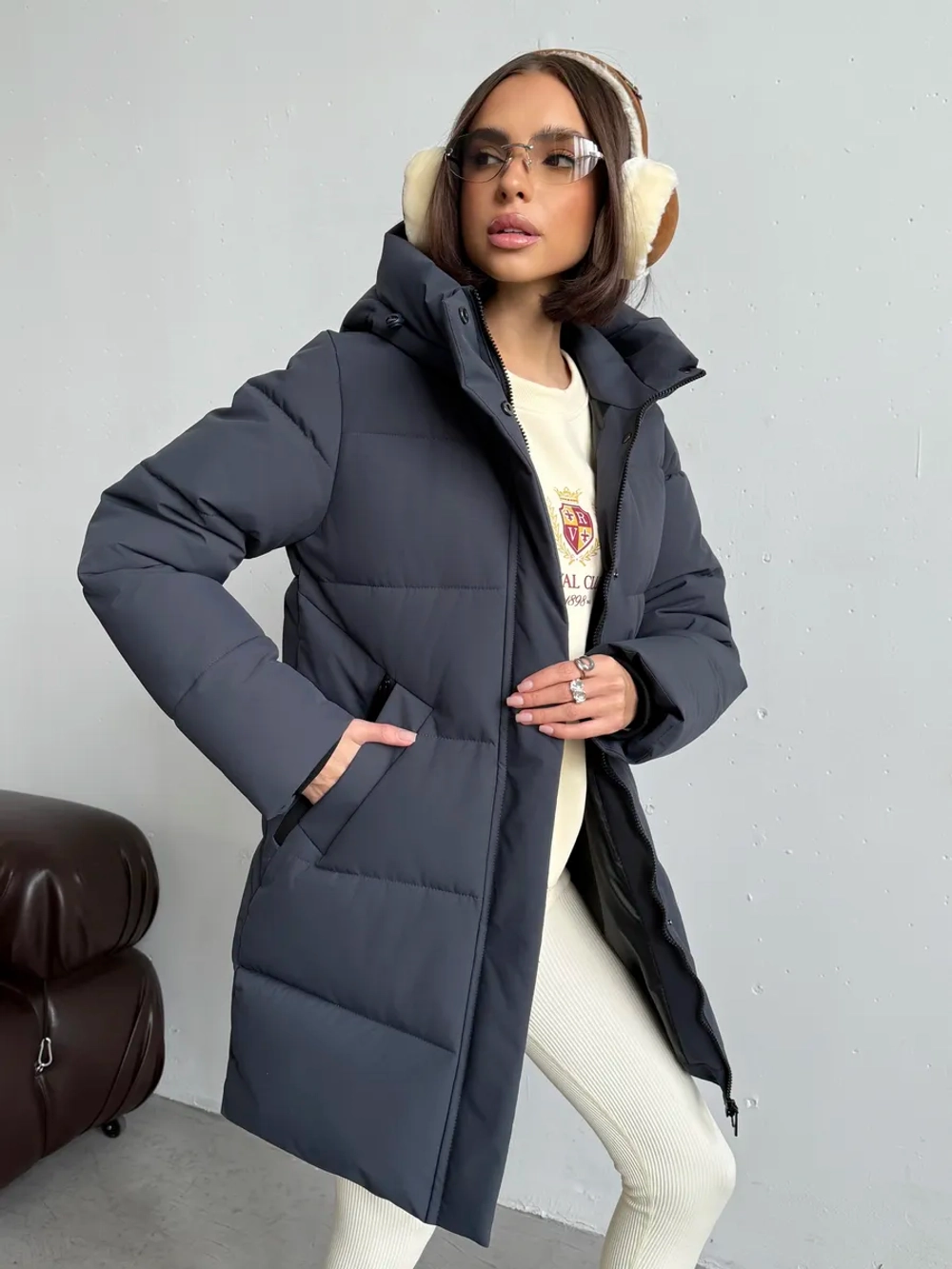 Куртка зимняя удлиненная с капюшоном