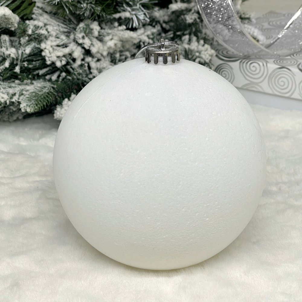 Новогодний шар VELOUR «Нежный бархат» 15 см, Белый