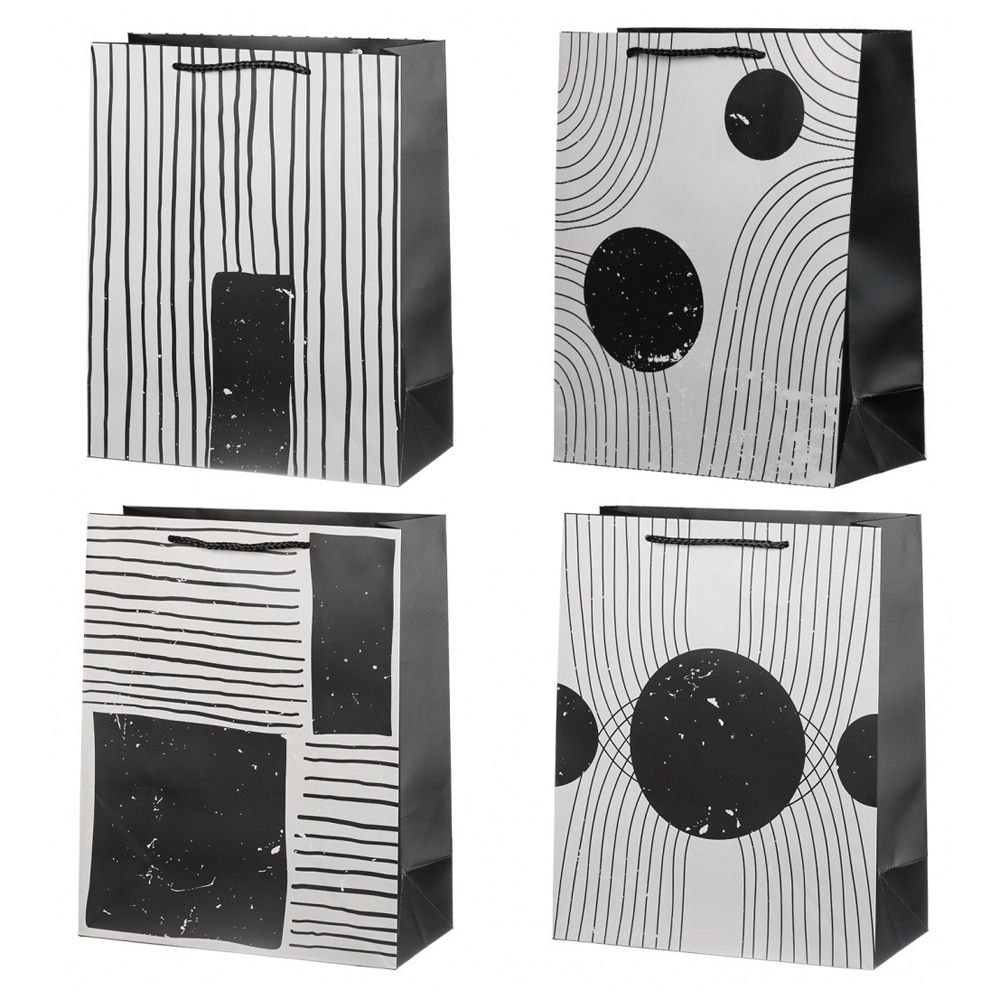 Подарочный пакет Basir, серия "Полоски", черно-белый, с рисунком полоски, 18*23*10 см, ассорти Подарочный пакет Basir, серия "Полоски", черно-белый, с рисунком полоски, 18*23*10 см, ассорти