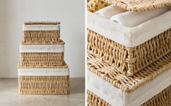 Zara Home Корзина из плетёной бумаги, цвет бежевый, 17 см