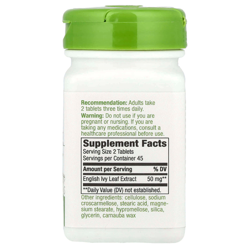 Nature's Way, Экстракт плюща, 90 веганских таблеток (25 мг в каждой таблетке)