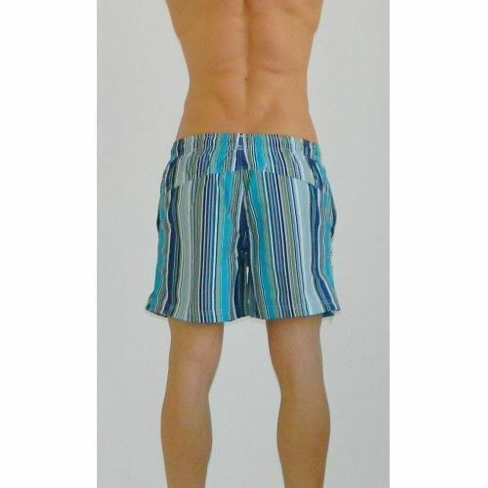 Мужские шорты плавательные голубые в полоску Calvin Klein Swimming Edition Aqua