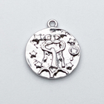 Подвеска Знак Зодиака Близнецы, цвет серебро (родий), фианит, размер 16*14 мм, цена за 1 шт