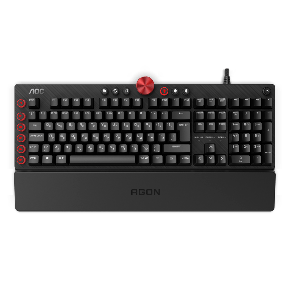 Механическая Игровая Клавиатура AOC AGK700 MX RED CHERRY RGB кабель 1,8м USB2.0 AGK700DR2R