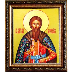 Вячеслав Чешский Святой благоверный князь. Икона на холсте.