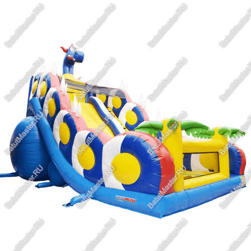 Батут-горка "Дракон синий", 10*5*8 м