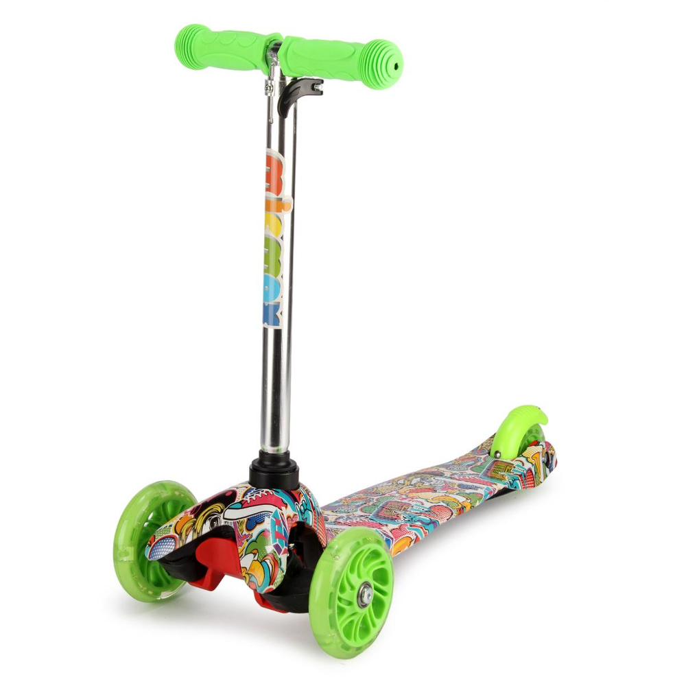 Самокат 3х-колес. 55 см, ручка макс. 62 см, колеса PU свет цветные, макс. вес 45 кг