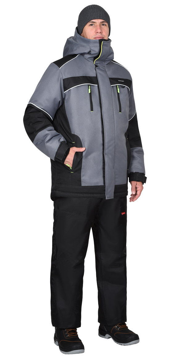 Куртка СИРИУС-АРКТИКА зимняя, средне-серая с черным