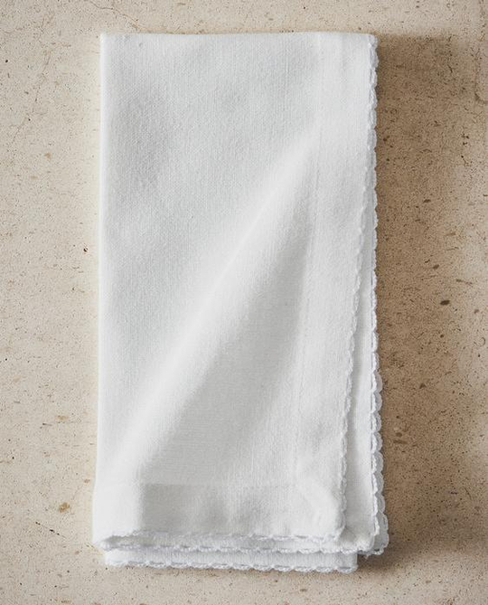 ZARA HOME САЛФЕТКИ С ФЕСТОНАМИ (НАБОР ИЗ 2 ШТ.), БЕЛЫЙ