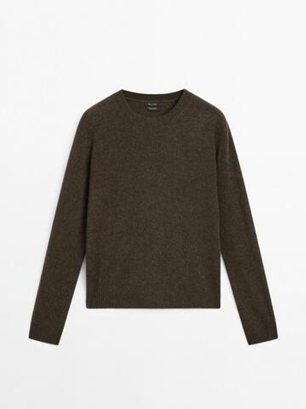 Massimo Dutti Свитер из 100% кашемира, темный хаки