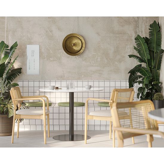 Стол обеденный Marble, D100 см, белый натуральный мрамор