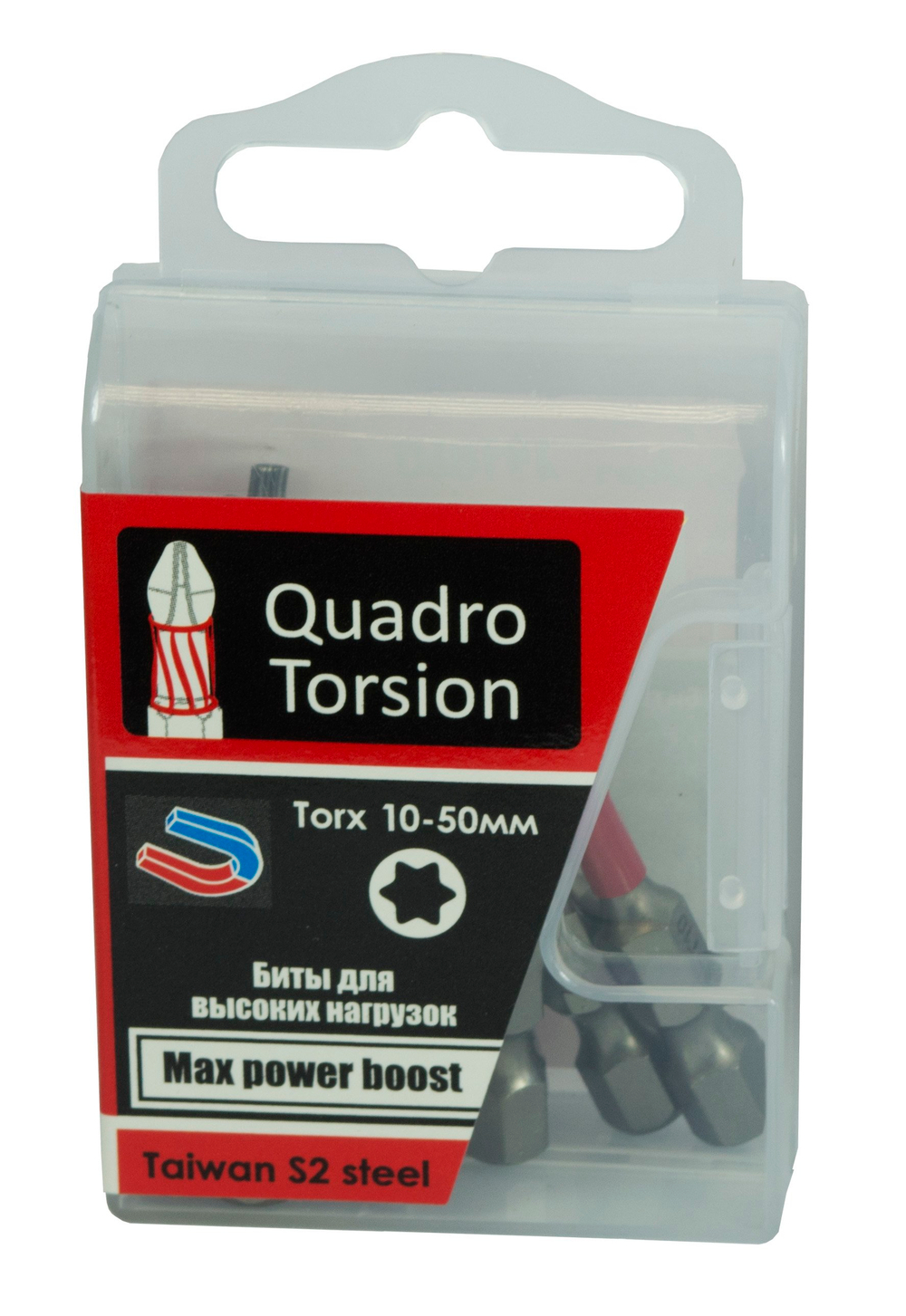 Бита 1/4" E6,3 магн., S2, зона Torsion, Torx 10-50мм (10 шт./кор.) "Quadro Torsion"