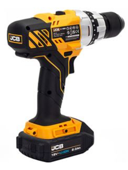 Дрель-шуруповерт аккумуляторная (JCB-18DD-B-E) 18V, max 45Nm в комплекте с зарядным устройством (JCB-18VFC-E) 2.4A и батареей аккум(JCB-20LI-E) 2.0AH JCB JCB-18DD-2X-E