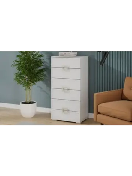 Комод для одежды Белый Жемчуг 6 ящиков 60х43х121 см