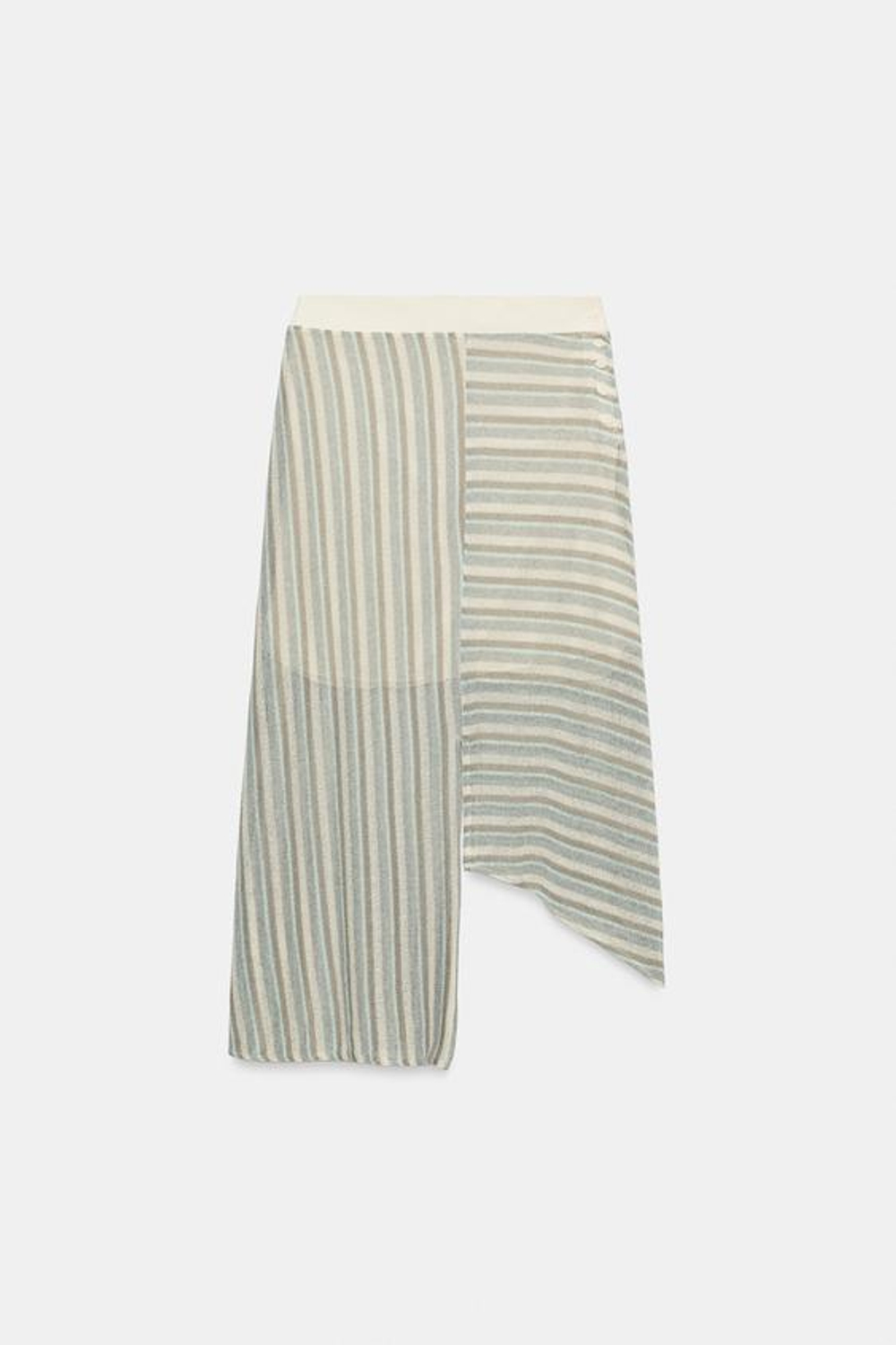 ZARA ЮБКА В ПОЛОСКУ АСИММЕТРИЧНОГО КРОЯ, СИНИЙ