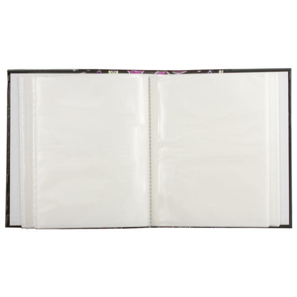 Фотоальбом BRAUBERG на 200 фотографий 10х15 см, твердая обложка, "Пейсли", черный с розовым, 390668