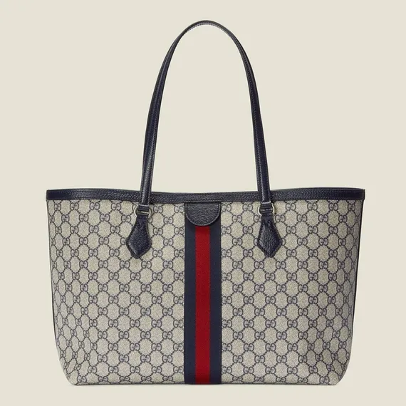 Сумка-тоут Gucci Ophidia GG среднего размера бежевый/синий