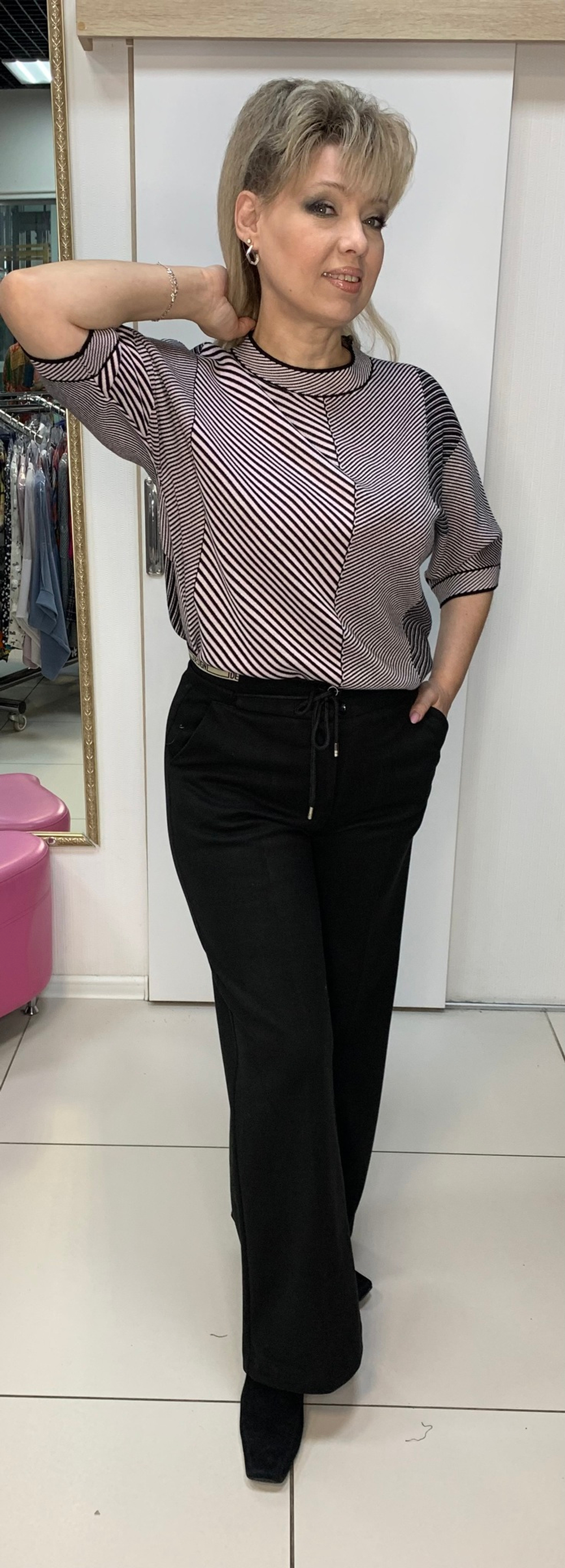 Черные брюки-палаццо из спандекса