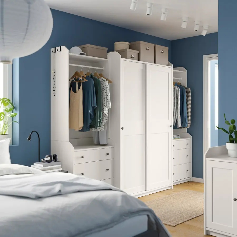 Шкаф - HAUGA IKEA/ХАУГА ИКЕА, 55х258х199 см, белый