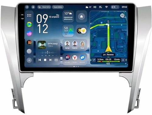Магнитола для Toyota Camry 50 2011-2014 (рамка серебро) - Teyes CC4-PRO монитор 10.36" 2K QLED на Android 13, Быстрейшая, Snapdragon 778G, ИИ, CarPlay, DSP, 4G SIM-слот