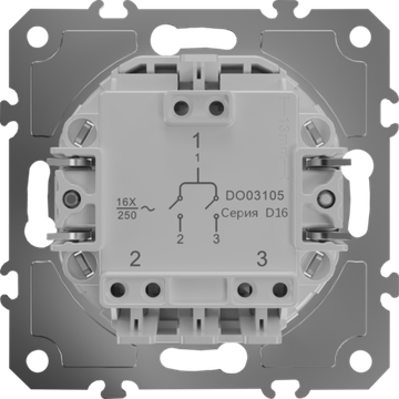 Механизм выключателя В2 (простого) с подсветкой,  16 A 250 В~, самозажимные контакты,  серия D16