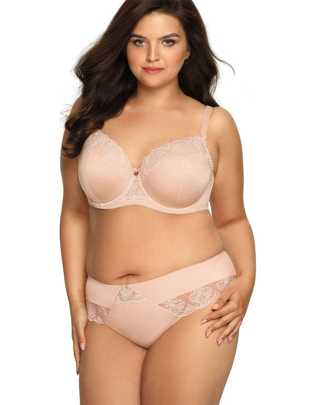 Бюстгальтер Freesia с эффектной вышивкой на чашках (Размер: 80F) (Цвет: телесный)