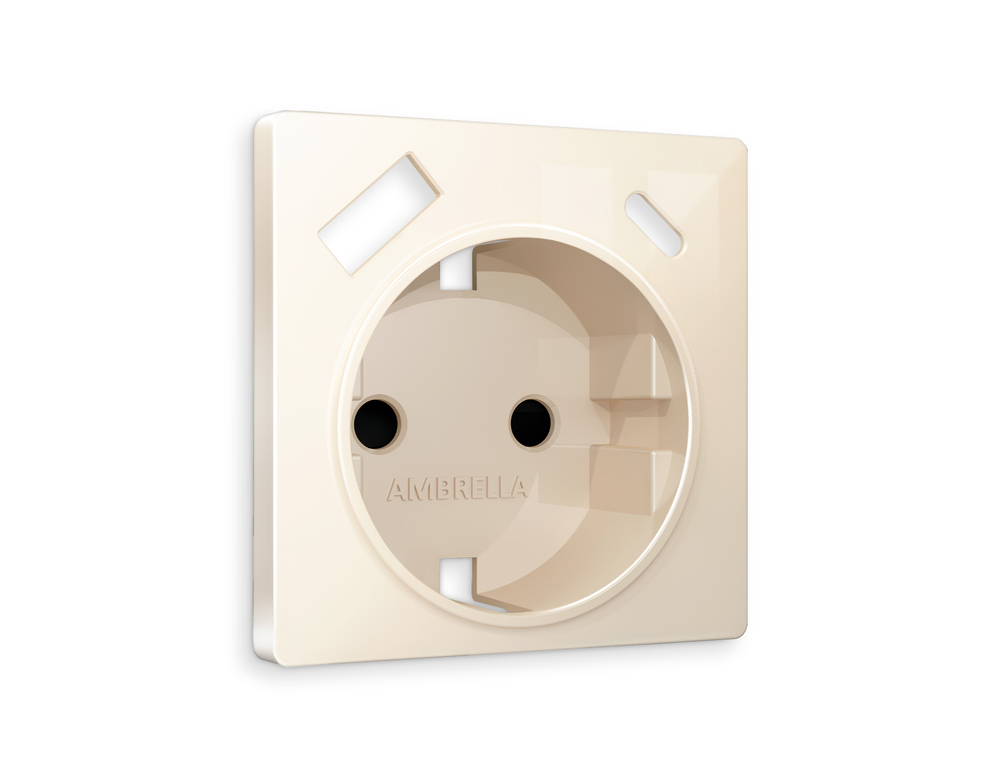 AP3100 Лицевая панель ALFA (Бежевый глянец) для электрической розетки с/з со шторками 2USB A+C QUANT