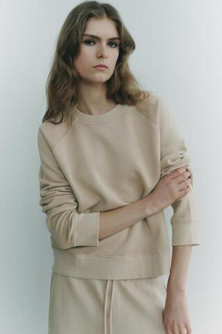 ZARA ТОЛСТОВКА ИЗ ТКАНИ С ЭФФЕКТОМ ПОТЕРТОСТИ, ПЕСОЧНЫЙ