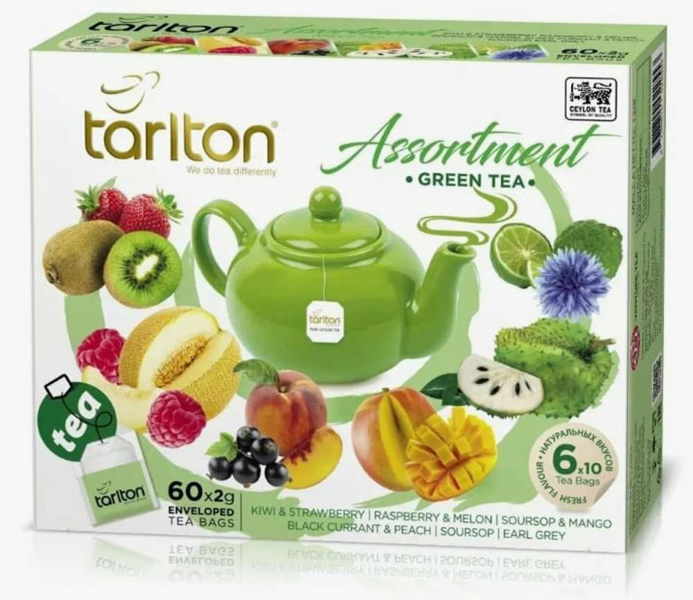 Чай ТАРЛТОН  ЗЕЛЕНЫЙ АССОРТИ 6*10пак