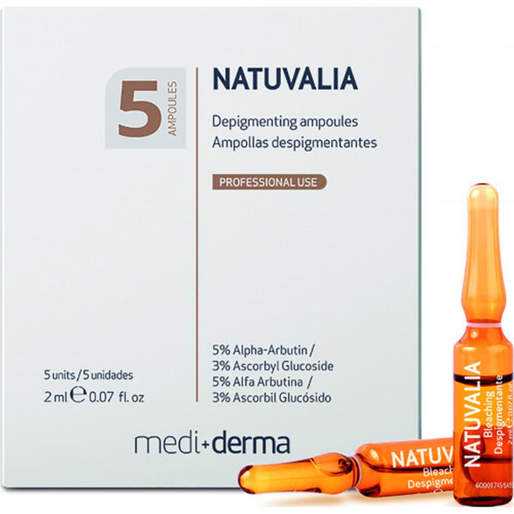 NATUVALIA Bleaching ampoules – Концентрат депигментирующий в ампулах, 5 шт. по 2 мл