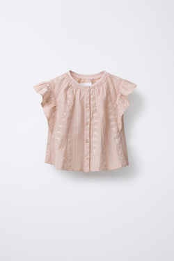 ZARA БЛУЗА С ВОЛАНАМИ И ВЫШИВКОЙ, ЦВЕТ РОЗОВОГО ДЕРЕВА