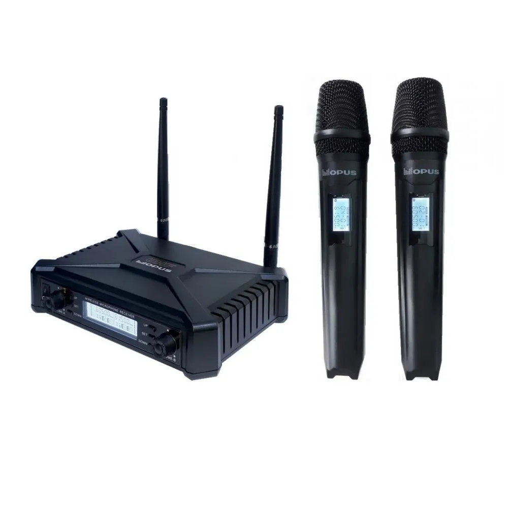 OPUS UHF 922 Двухантенная многоканальная радиосистема с двумя ручными динамическими микрофонами, алюминиевый кейс.