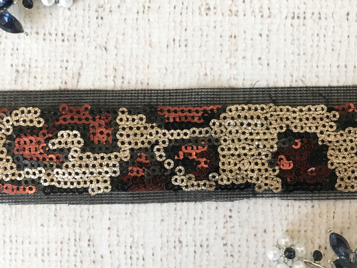 Тесьма "Пайетки на сетке", ш. 3,5 см.