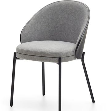 Стул Eamy светло-серый из шпона ясеня с черной отделкой