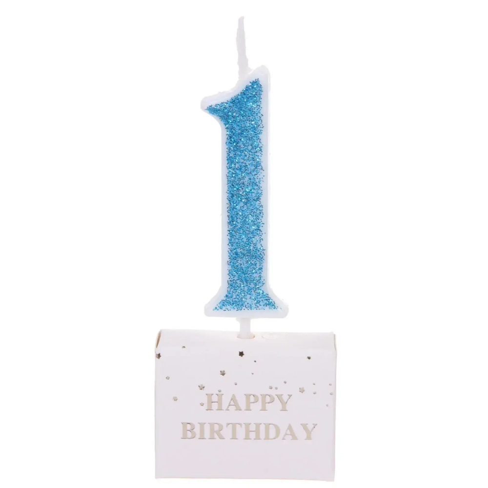 Свеча для торта Цифра Иллюзия «1» 9.5 см, голубой