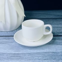 Lenardi 118-073 Чашка 90мл с блюдцем BIANCO в под.уп.(х48)Фарфор