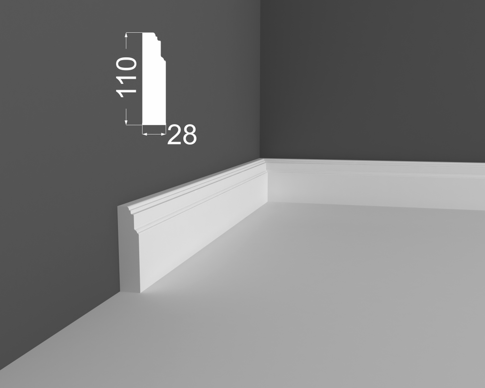 Плинтус напольный под покраску P10.110.28 МДФ Deartio 110x28x2070 мм