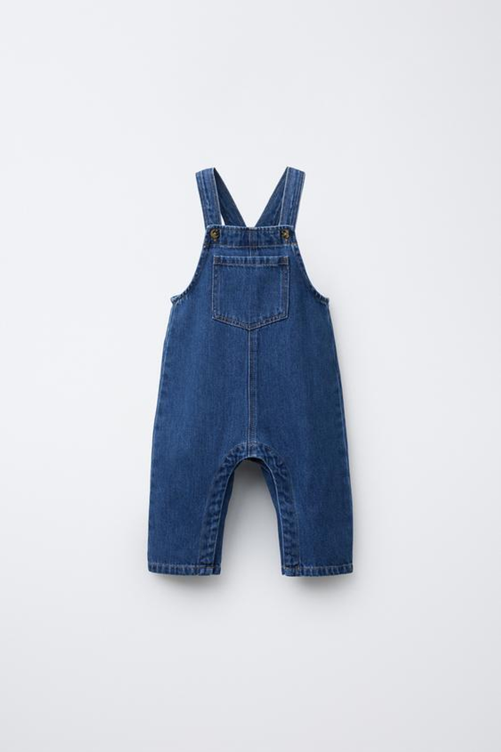 ZARA ДЛИННЫЙ ДЖИНСОВЫЙ КОМБИНЕЗОН, ВЫЦВЕТШИЙ СИНИЙ